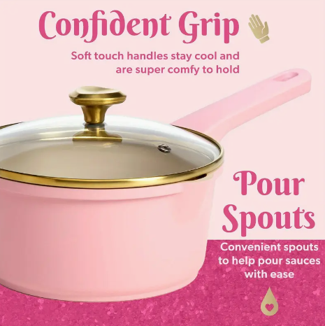 Screenshot 2025-01-30 12.09.22 AM 10-Piece Pink Ceramic Nonstick Stainless Steel Frying Pans Saucepans - Image 6