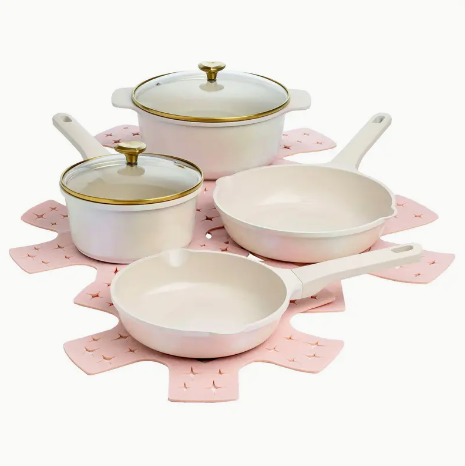 Screenshot 2025-01-30 12.09.52 AM 10-Piece Pink Ceramic Nonstick Stainless Steel Frying Pans Saucepans - Image 2