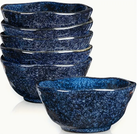 Screenshot 2025-01-30 4.06.20 PM 10 Ounce Blue Ceramic Soup and Dessert Bowl Set of 6 - Oven, Microwave, And Dishwasher Safe - Image 2