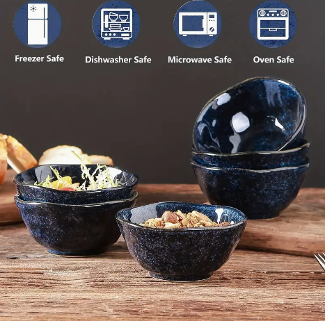Screenshot 2025-01-30 4.06.42 PM 10 Ounce Blue Ceramic Soup and Dessert Bowl Set of 6 - Oven, Microwave, And Dishwasher Safe - Image 4
