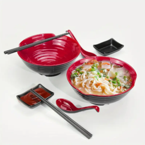8-Piece Soup and Ramen Bowl Set with Chopsticks, Spoons & Plates