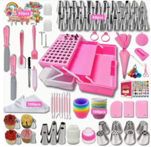 356-Piece Pink Cake Decorating Kit – Piping Tips, Bags, Cupcake Tools & Baking Supplies Set
