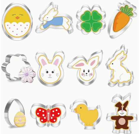 Screenshot 2025-03-18 7.09.01 PM 12-Piece Easter Cookie Cutter Set – Stainless Steel Bunny, Chick & Egg Shapes for Easter Baking & Holiday Fun