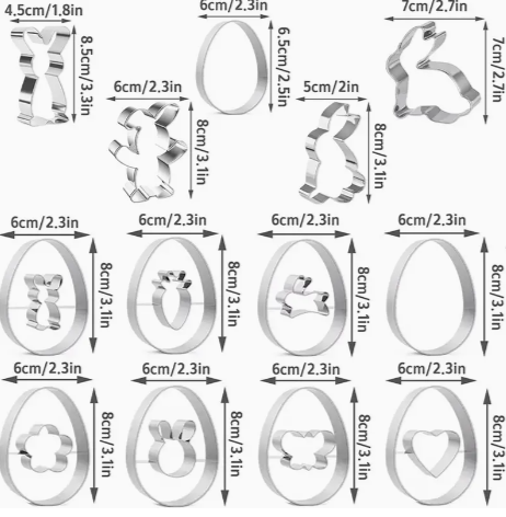 Screenshot 2025-03-18 7.10.09 PM 12-Piece Easter Cookie Cutter Set – Stainless Steel Bunny, Chick & Egg Shapes for Easter Baking & Holiday Fun - Image 4