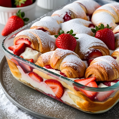 Strawberry Cream Cheese Croissant Bake