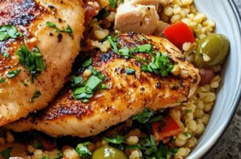 One-Pot Spiced Chicken with Pearl Couscous and Veggies